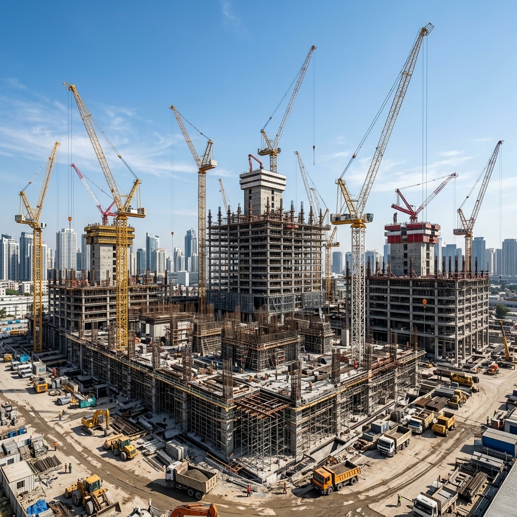 Commercial construction site in bright daylight