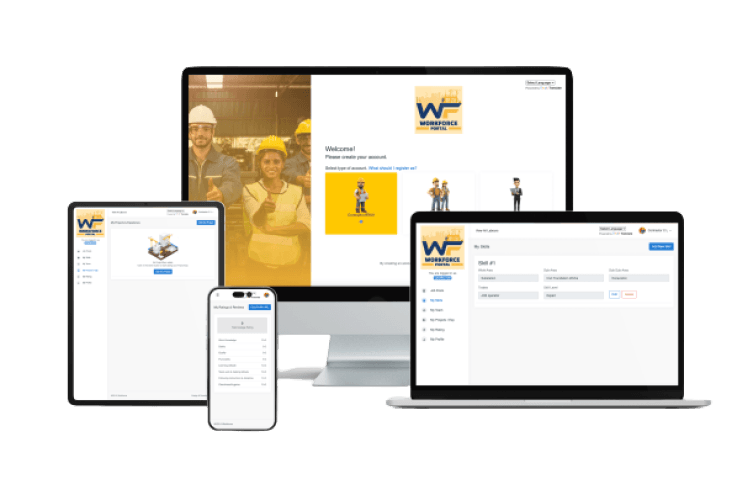 Workforce Portal on desktop, tablet, and mobile