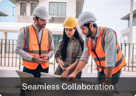 Team collaborating on construction project
